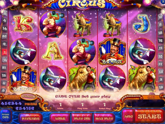 Интерфейс игрового автомата Circus